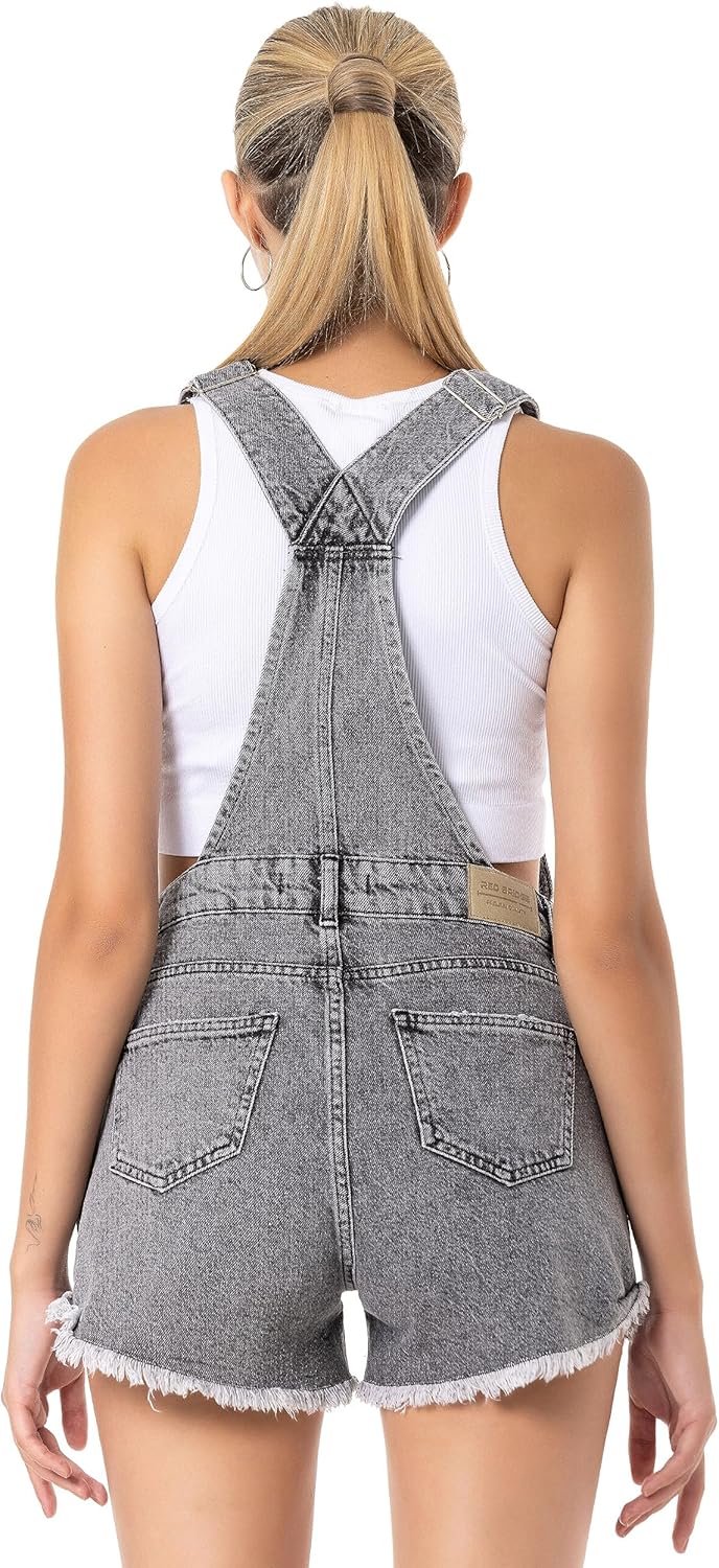 Red Bridge Damen Shorts Kurze Hose Overall Latzhose Jeanshose 31W Grau, 31W Grau