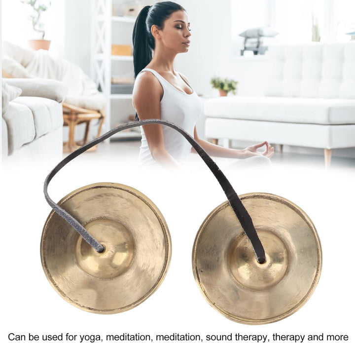 Tibetische Tingsha Zimbeln Meditation Glockenspiel Glocken, 2,7 Zoll Messing Starke Klangdurchdringu
