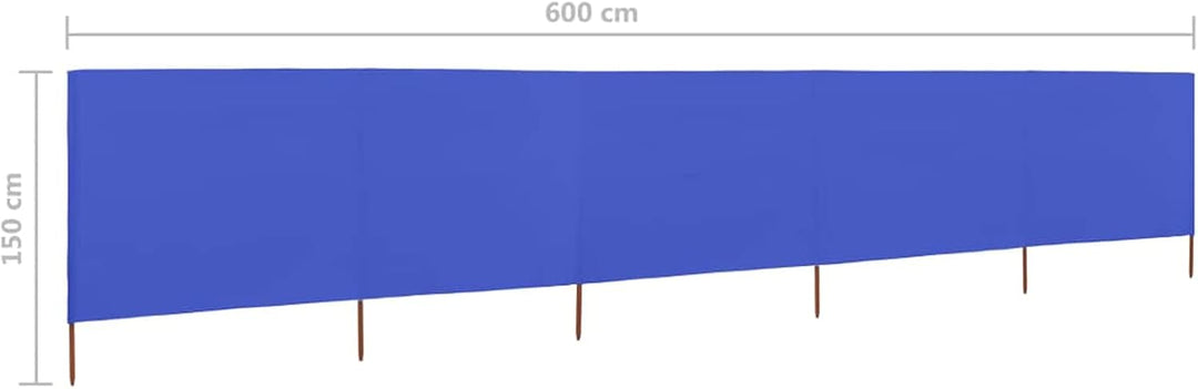 Homgoday 5 Paneele Windschutz Stoff 600x120cm Azurblau Camping Windschutz Blocker Windblocker Garten