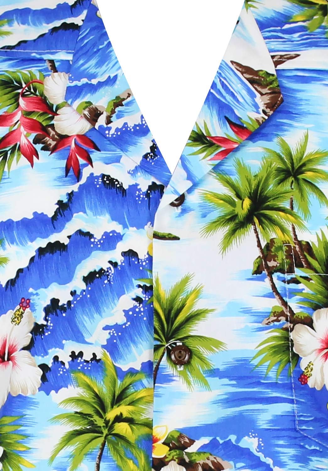 Pacific Legend Original Hawaiihemd, Kurzarm, Welle, Blau, 4XL