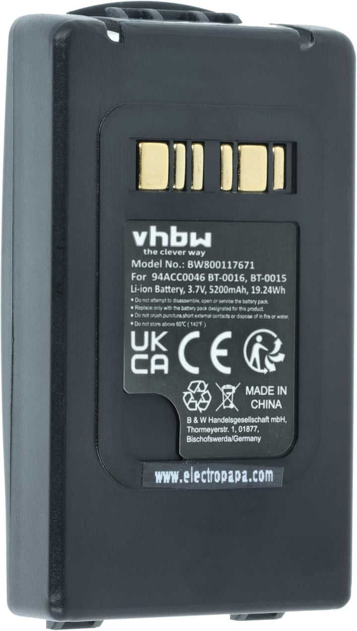 vhbw 1x Akku Ersatz für Datalogic BT-0015, BT-0016 für Barcodescanner POS (5200 mAh, 3,7 V, Li-Ion)