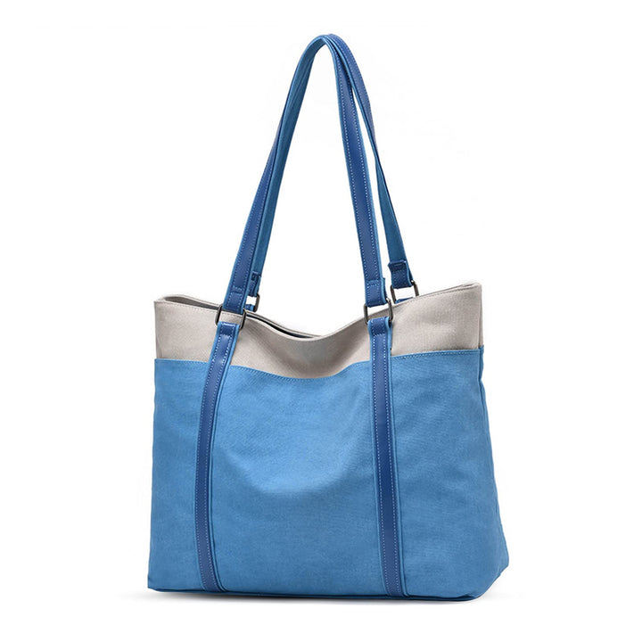 PORRASSO Damen Handtasche Gross Schultertasche Casual Shopper Leinwand Strandtasche für Büro Schule