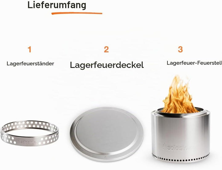 Solo Stove Feuerschale Bonfire Essential Set 2.0 | Inkl. Feuerstelle, Standfuss, Deckel, Mobile Feue