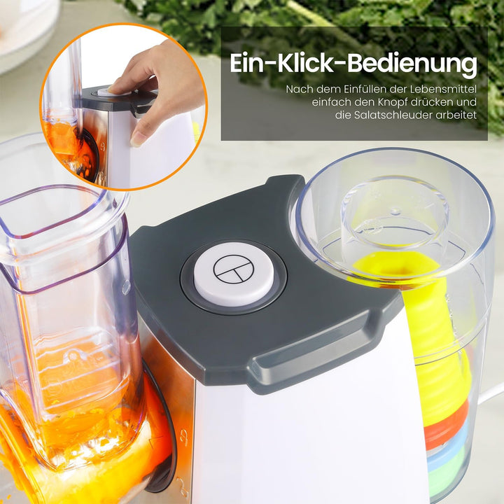 Elektrisch Gemüseschneider 5-in-1, Gemüsehobel mit 5 austauschbaren Trommelklingen, Käsereibe für Ob