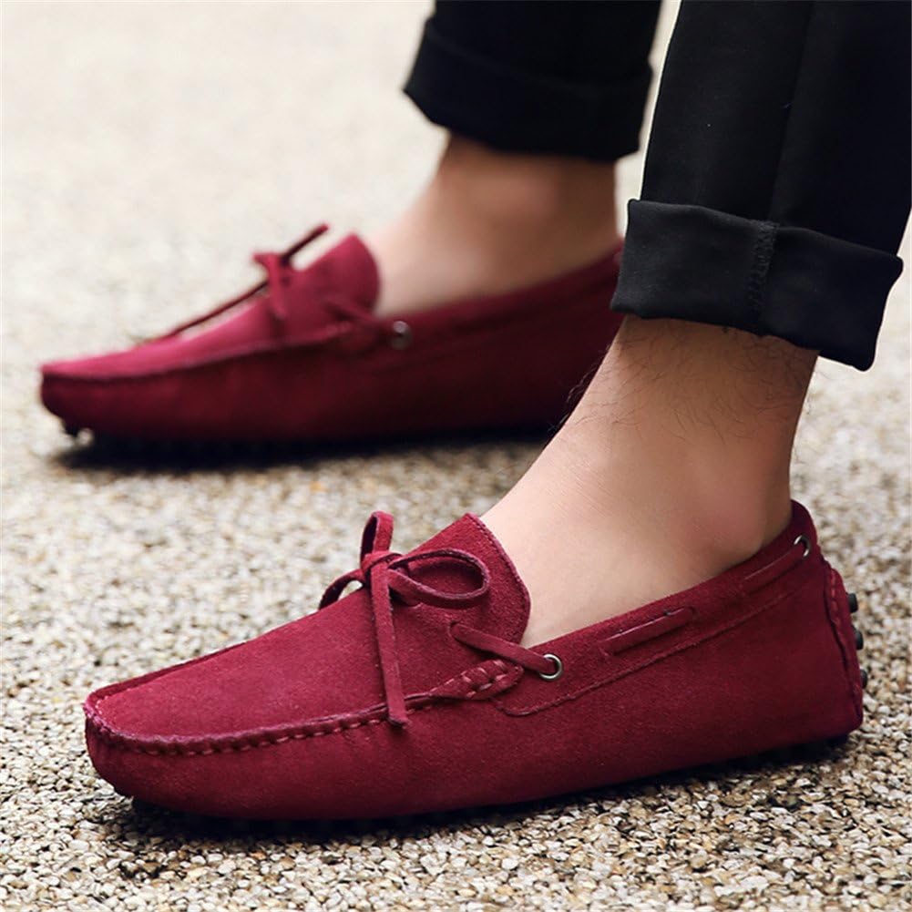 Jamron Herren Weich Wildleder Fahrschuhe Halbschuhe Handgefertigt Moccasin Slippers Grosse Grösse 39