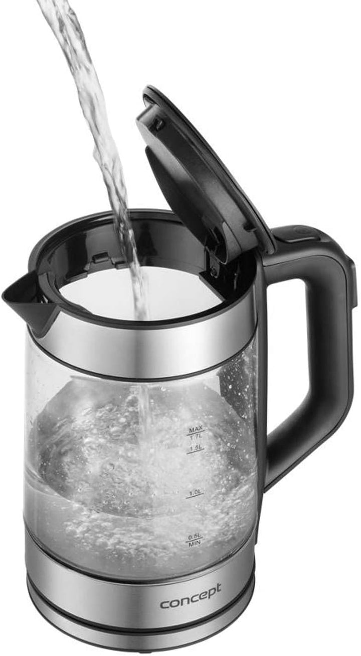 Concept RK4067 1,7L Glas-Wasserkocher mit Temperaturregelung: 50/70/80/90/100°C, 1850-2200 W, Warmha