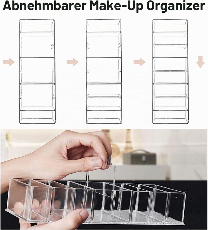 Seitop 2 Stücke Abnehmbarer Kosmetik Organizer 8 Fächern Make-up-Organizer Acryl Aufbewahrungsboxen,