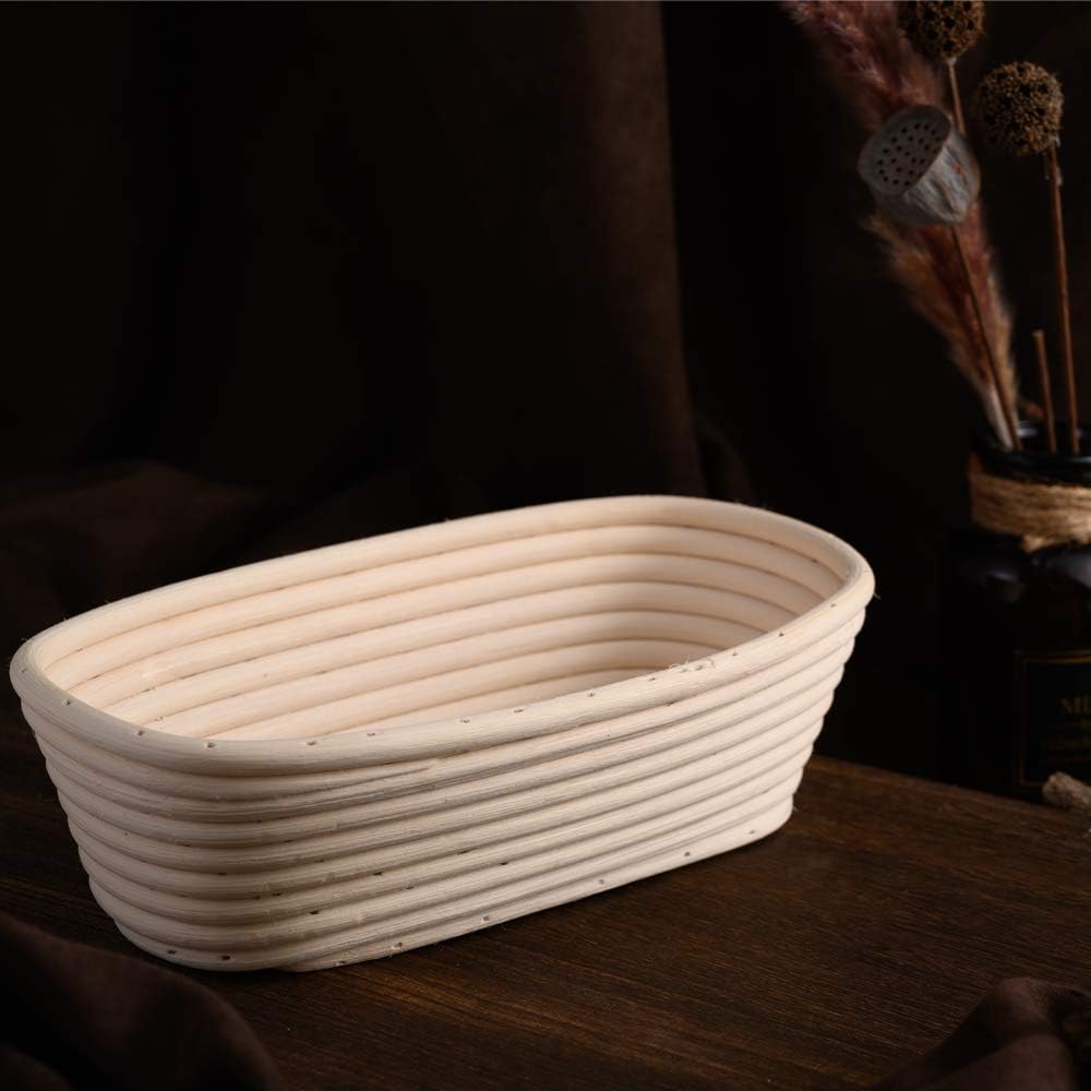 2 Pack 25cm Gärkörbchen Banneton Brotform Korb,Handgewebter Natürlicher Rattan Gärkorb mit Leinen Li