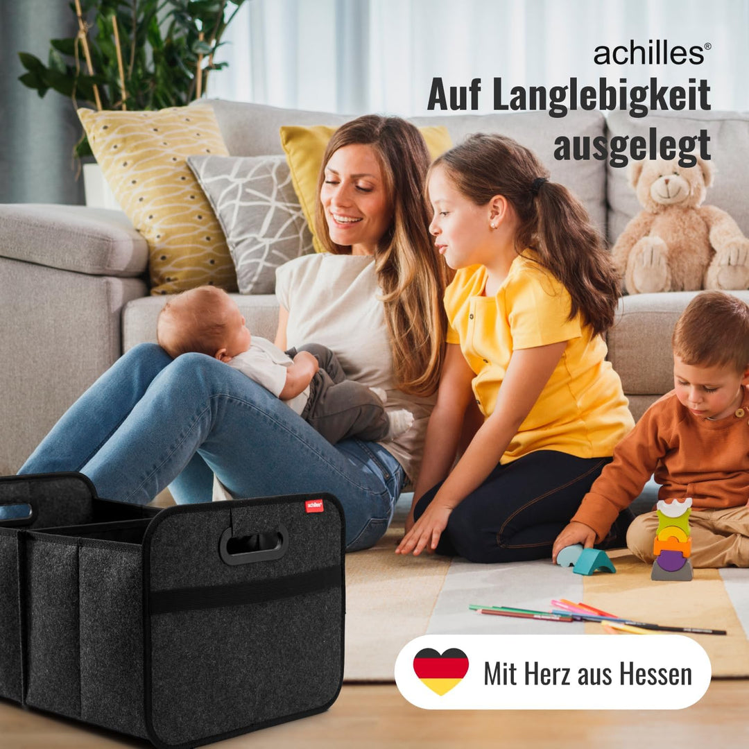 Achilles Auto-Faltbox XL - Filz-Kofferraumtasche Mit Grossem Stauraum - Einkaufstasche - Aufbewahrun