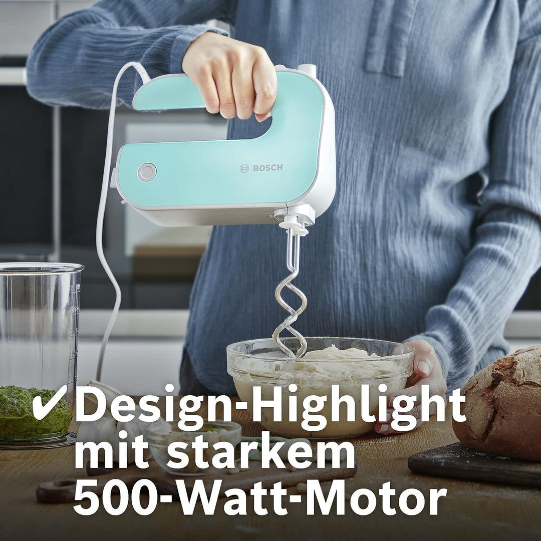Bosch Handrührer Styline MFQ40302, 2 Rührbesen, 2 Edelstahl-Knethaken, spülmaschinengeeignet, 5 Stuf