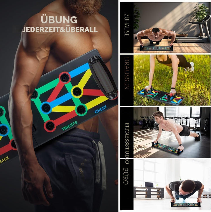 12 in 1 Liegestützbrett Set mit Griffen, Faltbare Push-Up Liegestütz Brett mit Handgriff für Muskelt