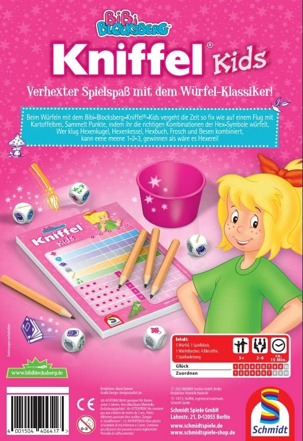 Schmidt Spiele 40641 Bibi Blocksberg, Kniffel Kids, Kinderspiel