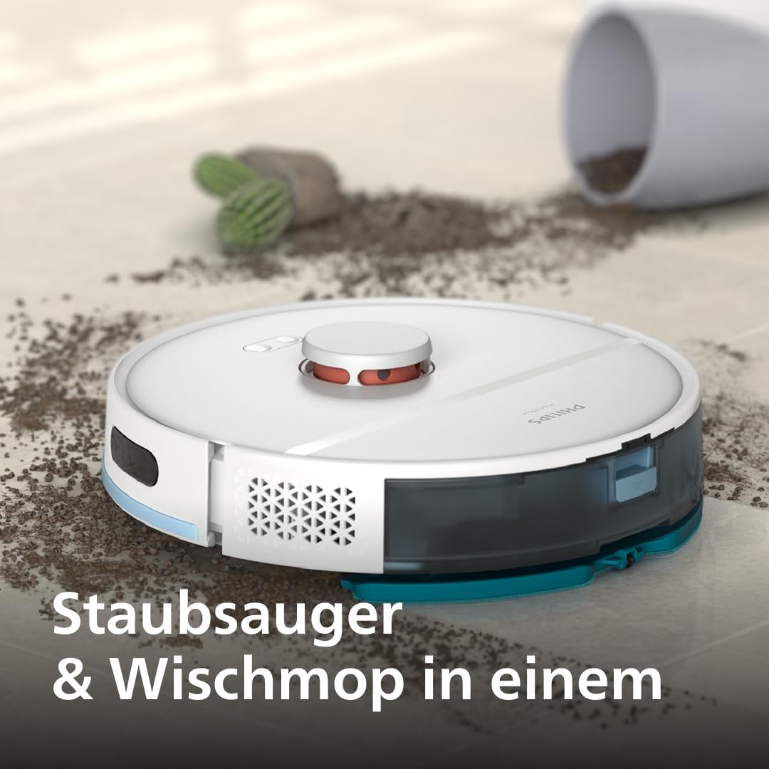Philips Homerun Serie 2000: 2-in-1 Saug- und Wischroboter, 130 Minuten Laufzeit, Lasernavigation, Te