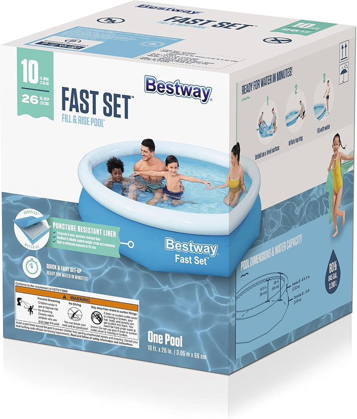 Bestway Fast Set Aufblasbarer Pool (3 m x 66 cm) | Runder Outdoor-Hinterhofpool für Kinder und Famil