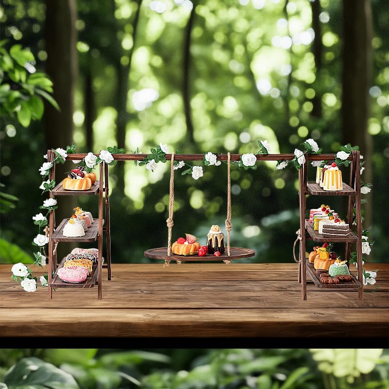 Cupcake Ständer Holz, Tortenständer 3 Etagen, Akazienholz Etagere 3 Etagen Holz für Lebensmittel, kl