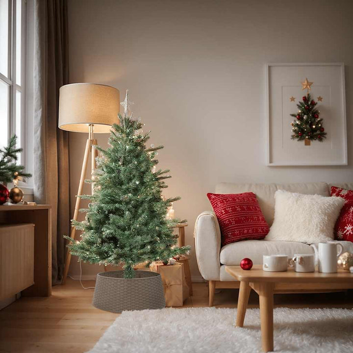 vidaXL Weihnachtsbaum Rock, Christbaumrock mit Rattan-Optik, Tannenbaumrock für Christbaum Ständer,