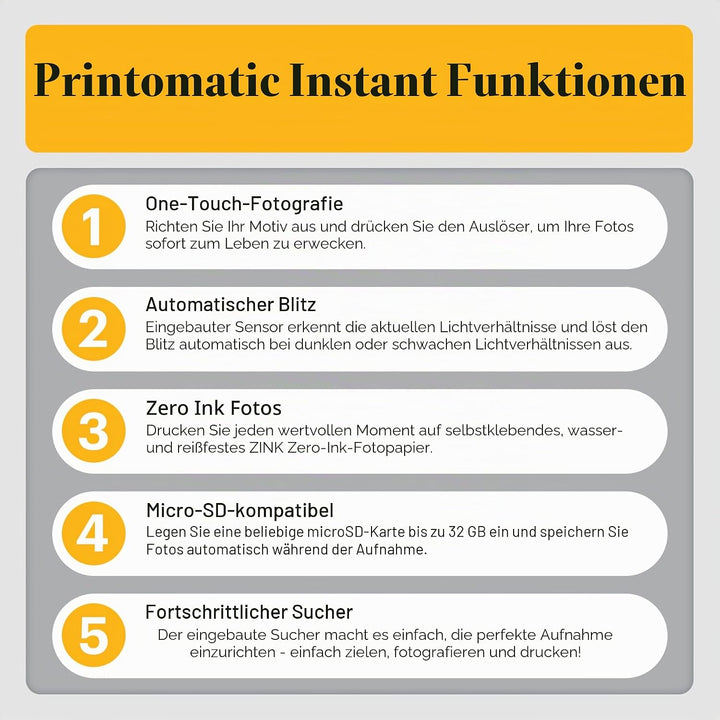 KODAK Printomatic Vollfarb-Sofortdruckkamera-Geschenkpaket + Softcase + Zink 2x3 Zoll selbstklebende