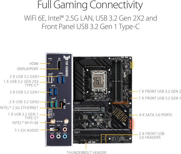 ASUS TUF Gaming Z690-PLUS WiFi Mainboard Sockel Intel LGA 1700 (Intel Z690, ATX, PCIe 5.0, DDR4, 4X