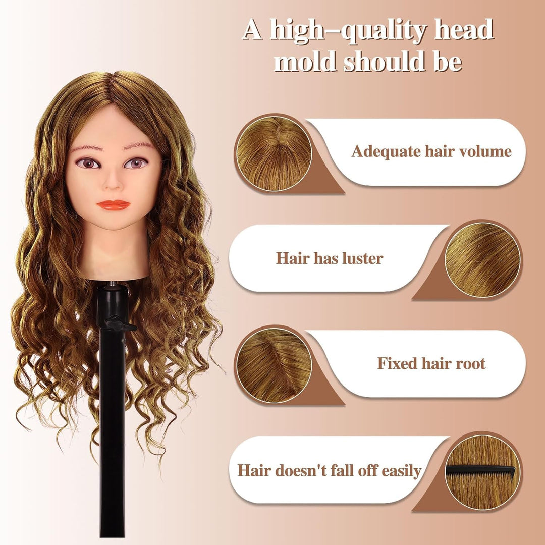 80% echtes menschliches Haarstylingkopf, TwoWin 26 "brauner Friseurkopf, Schaufensterpuppenkopf, Für