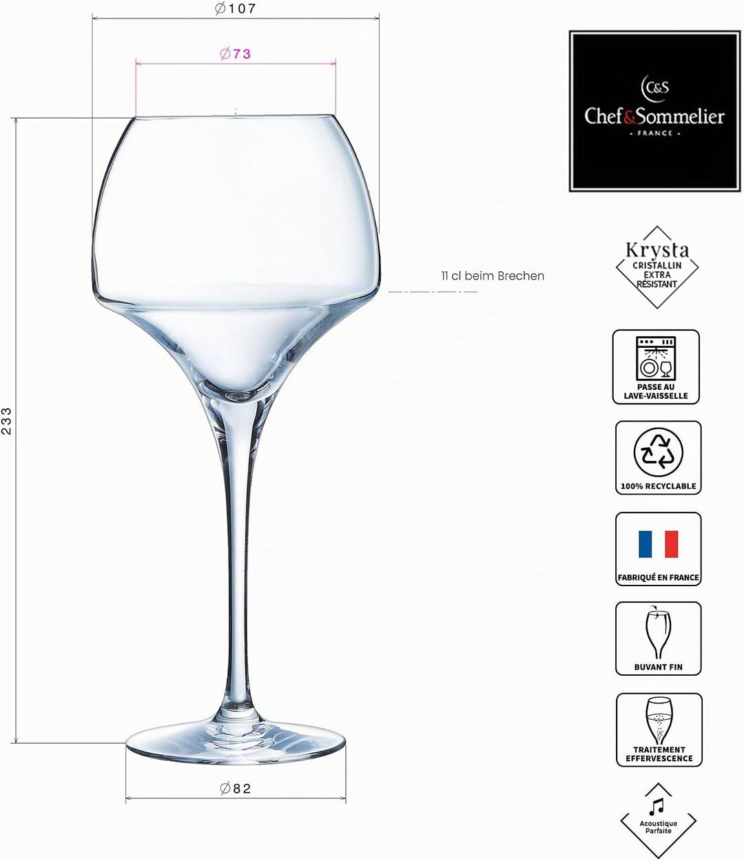 Chef &amp; Sommelier Kollektion Open Up – 6 Weingläser 55 cl aus Kristallin – Tannic – modern und elegan
