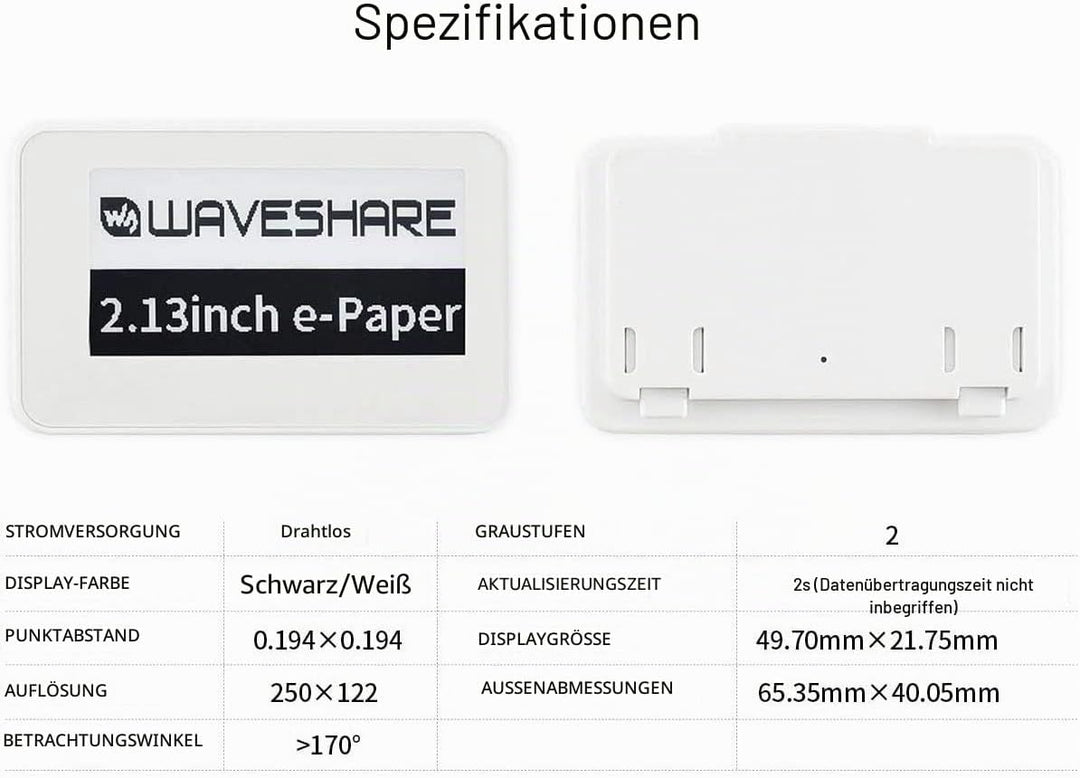 IBest 2.13inch Passive NFC-Powered e-Paper Black/White e-Ink Display, No Battery Required, Wireless