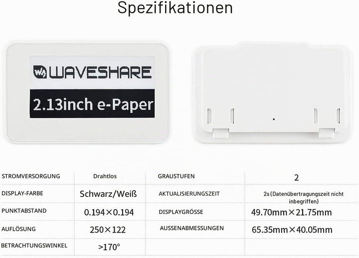 IBest 2.13inch Passive NFC-Powered e-Paper Black/White e-Ink Display, No Battery Required, Wireless