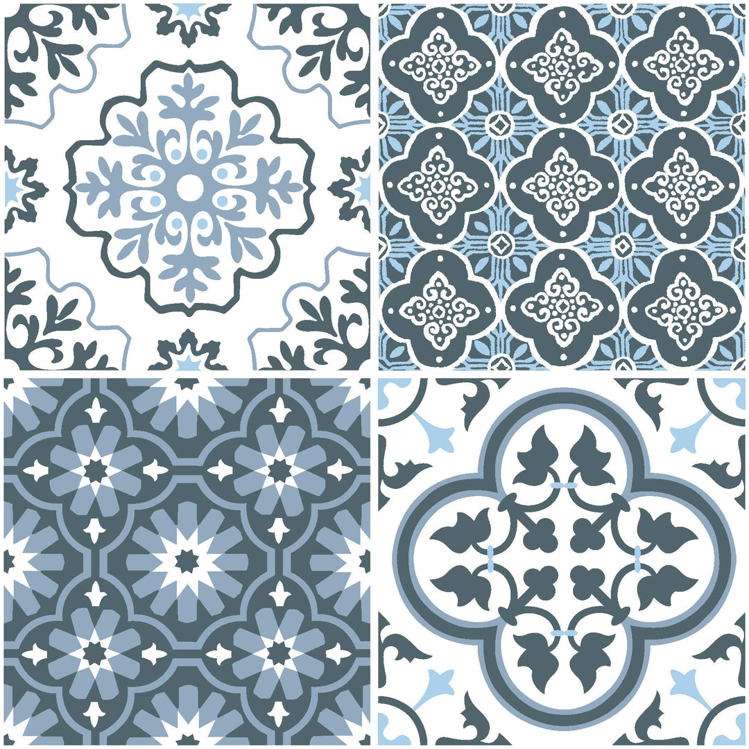 FloorPops FP2951 Leyton Peel & Stick Bodenfliesen, blau, 12 x 12 inches