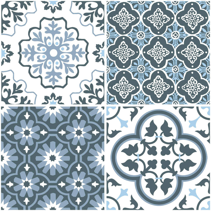 FloorPops FP2951 Leyton Peel & Stick Bodenfliesen, blau, 12 x 12 inches