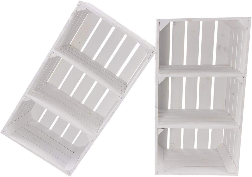 6er Set Weisse Regalkiste mit 2 Mittelbrettern 68cm x 40cm x 31cm Apfelkiste Obstkiste Weinkiste Hol