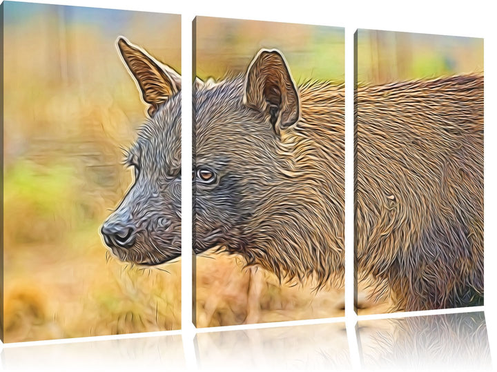 anmutige Hyäne im Wildgras Spezial 3-Teiler Leinwandbild 120x80 Bild auf Leinwand, XXL riesige Bilde