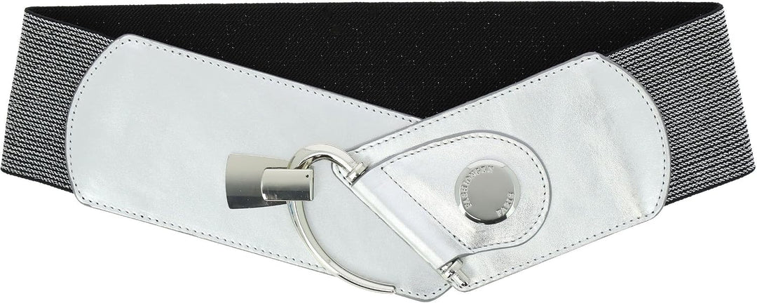FASHIONGEN - Elastischer Damengürtel aus Rindsleder, DARLENE Silber M, Silber M