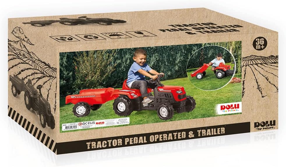 Dolu Ranchero Kinder-Rutschtraktor mit Anhänger, Pedaltraktor mit Anhänger für Kleinkinder ab 3 Jahr