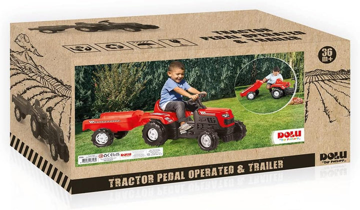 Dolu Ranchero Kinder-Rutschtraktor mit Anhänger, Pedaltraktor mit Anhänger für Kleinkinder ab 3 Jahr