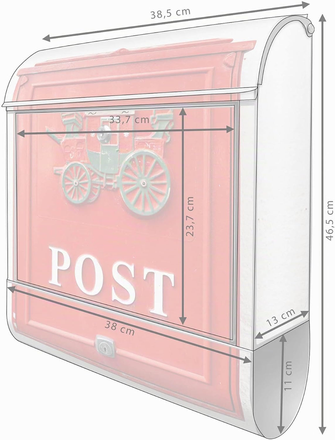 banjado® Design Briefkasten mit Motiv Postkasten Nostalgie 39x47x14cm &amp; 2 Schlüssel - Briefkasten St