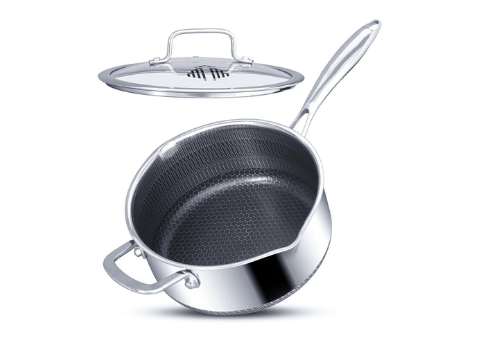 INTIGNIS 22 cm / 3.5 L Antihaft-Kochtopf mit Doppeltgriff und Deckel | Edelstahl | Für Induktion Gas