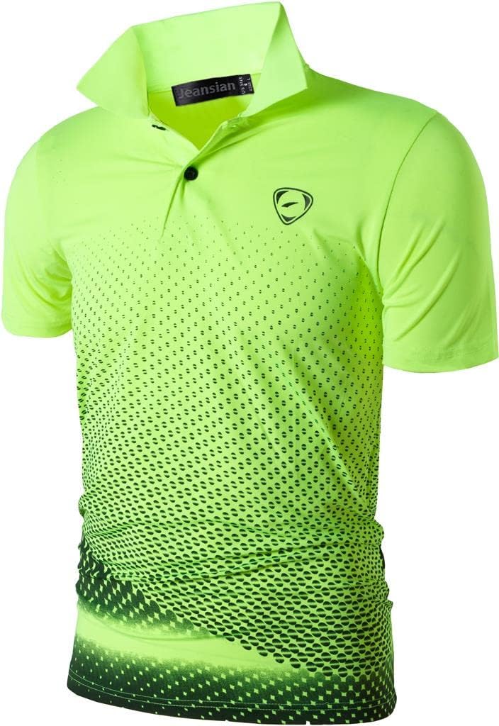 Jeansian Herren Kurzarm Passform Sport Polo Tee Shirts T-Shirts Tops Poloshirt Golf Tennis Picklebal