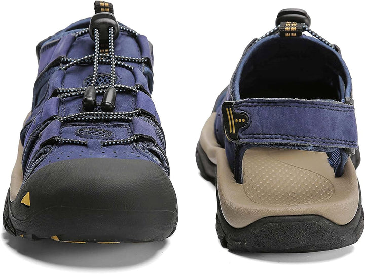 ZYLDK Herren Leder Sandalen Sport Outdoor Trekkingsandalen Atmungsaktive Leichte Wandersandalen Männ