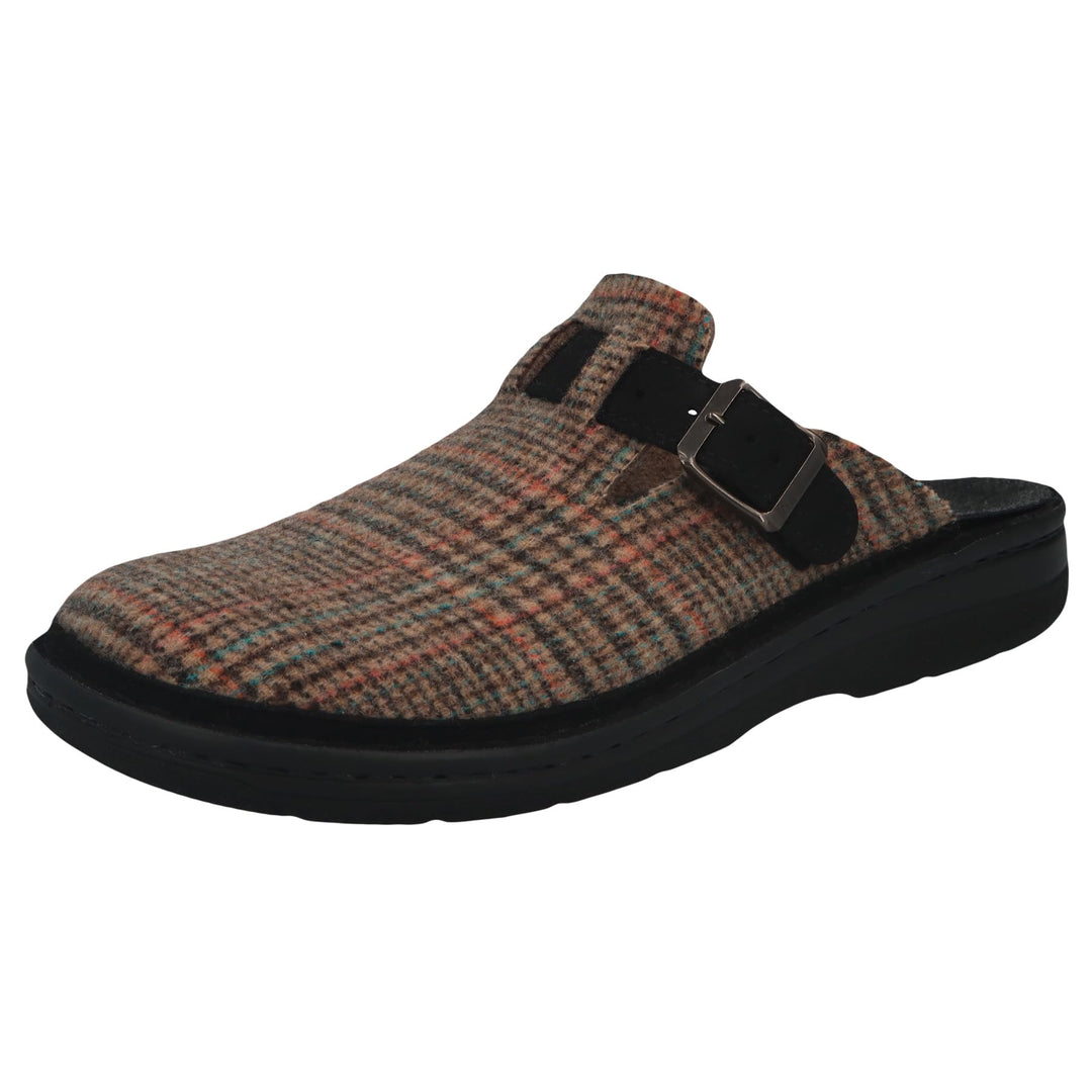 Berkemann Herren Mirko Pantoffeln 41.5 EU Dunkelbraun Blau Karo, 41.5 EU Dunkelbraun Blau Karo
