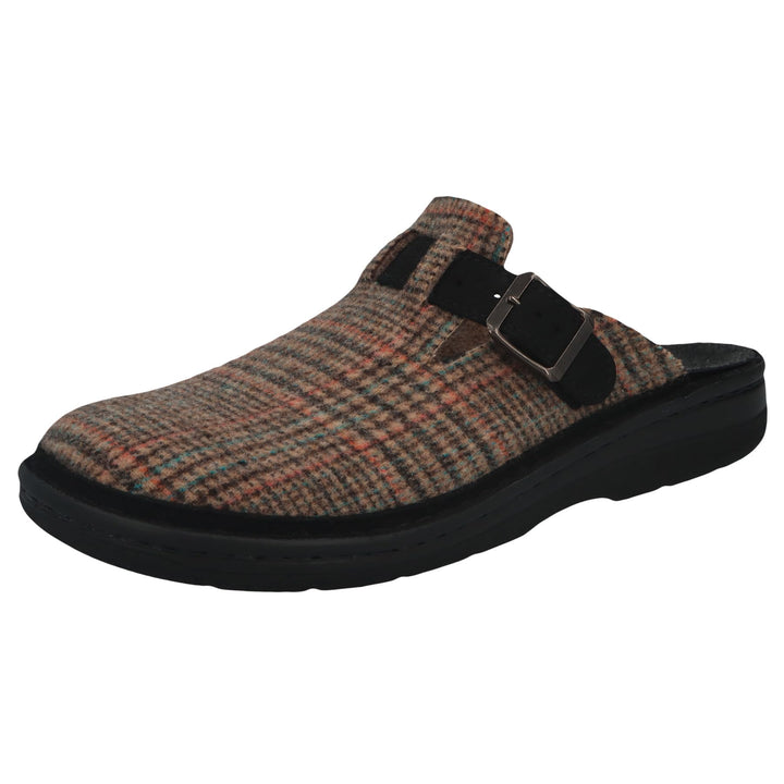 Berkemann Herren Mirko Pantoffeln 41.5 EU Dunkelbraun Blau Karo, 41.5 EU Dunkelbraun Blau Karo