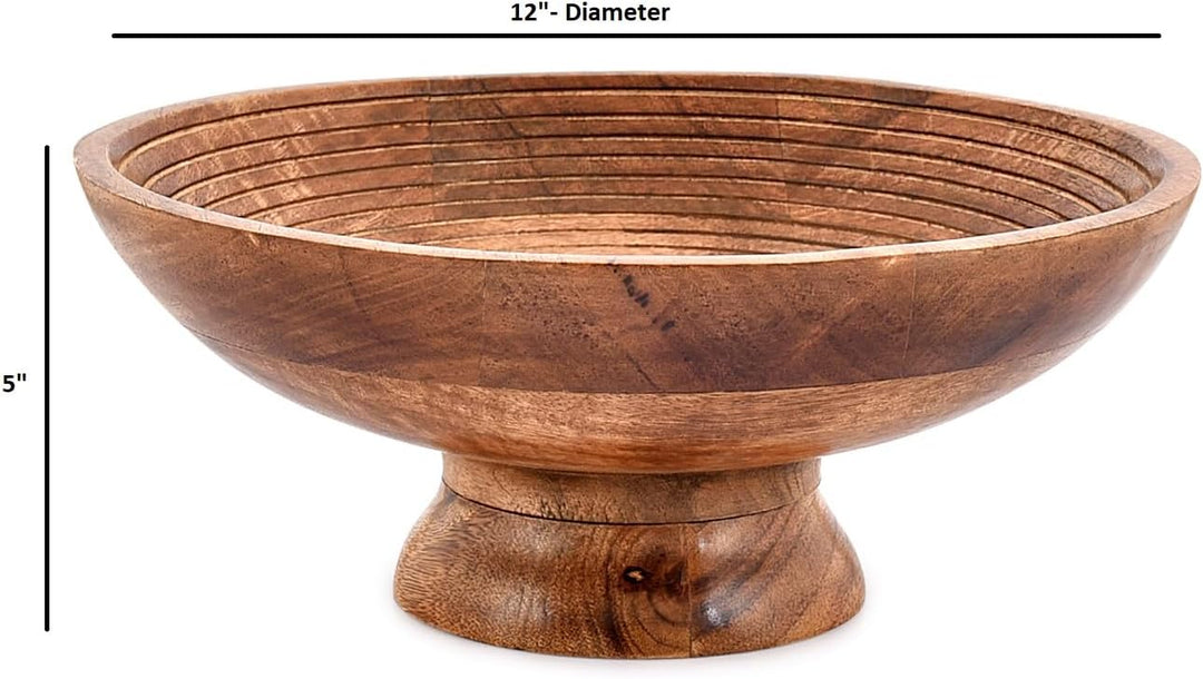 Obstschale aus Mangoholz, runde Servierschale für Obst, Dessertplatte, Tablett, Küche, Esszimmer, Ob