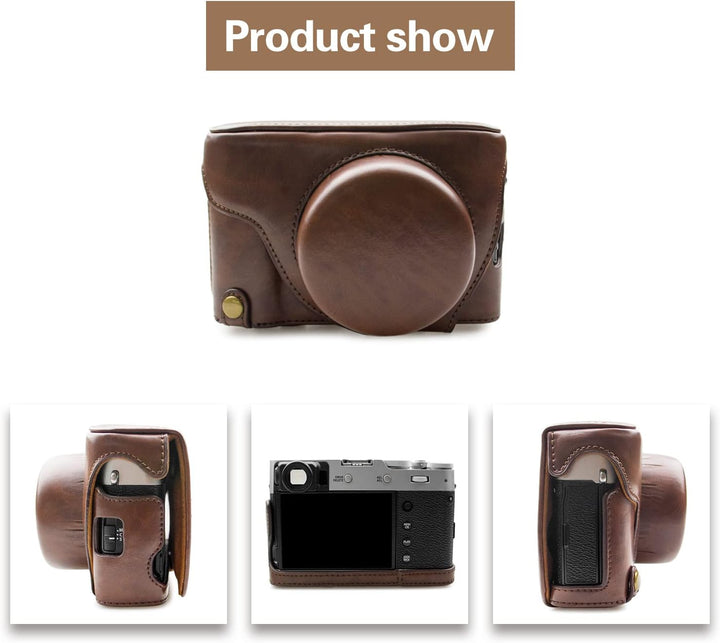 MUZIRI KINOKOO Fuji X100V Tasche aus PU-Leder für Fujifilm X100V Kamera Schutzhülle - Abnehmbares De