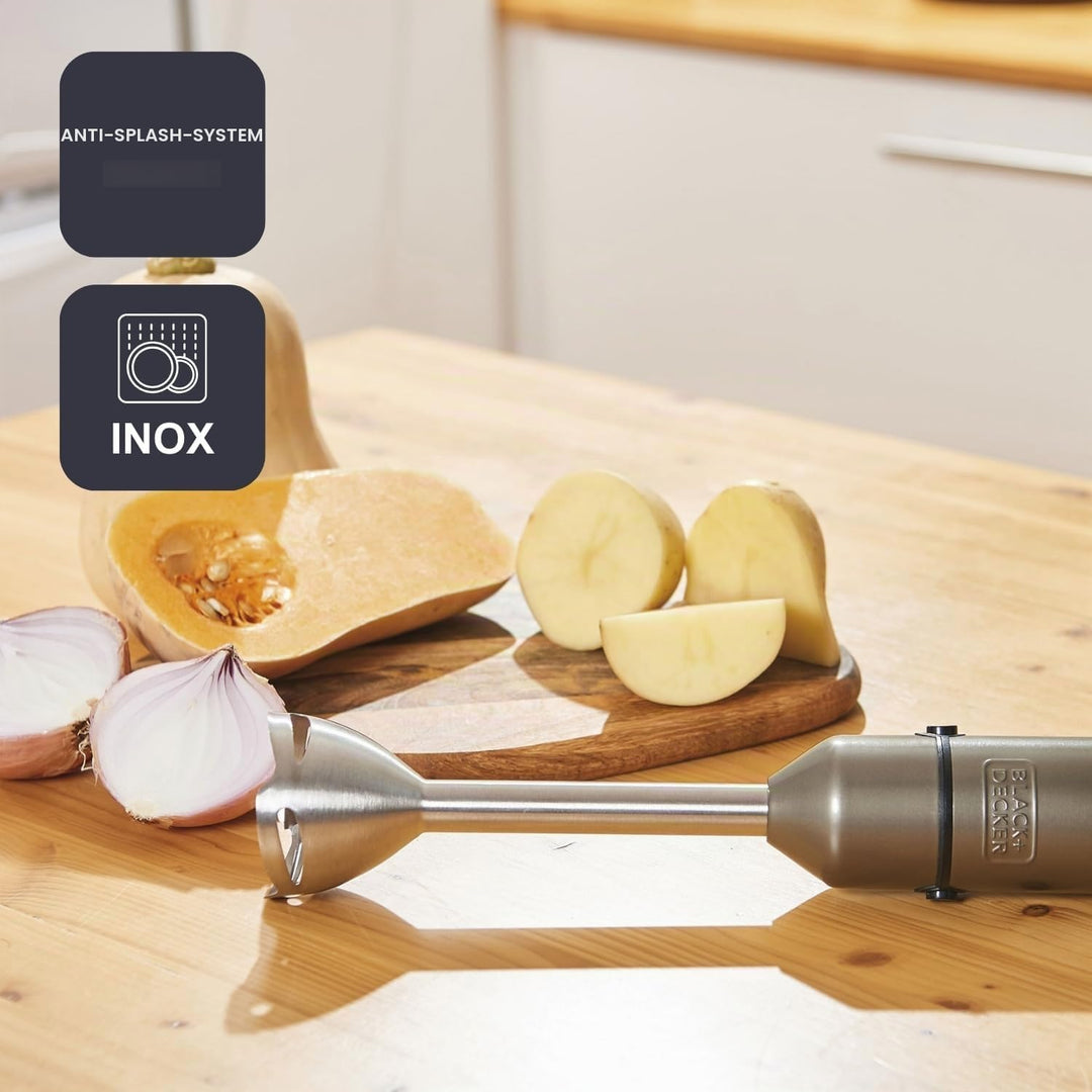 BLACK+DECKER - Stabmixer Multifunktionsgerät 3-in-1 1200W | 20 Geschwindigkeiten + Turbo | Spritzsch