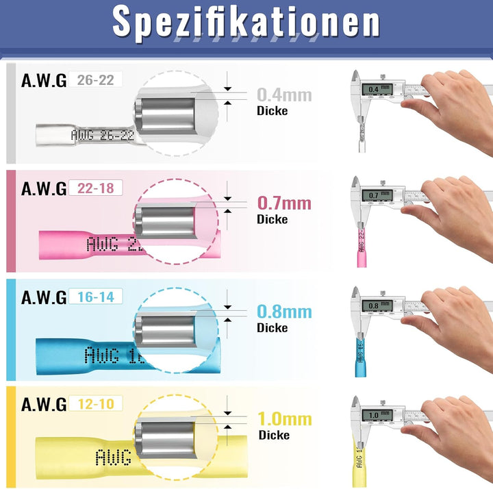 Crimpzange für Schrumpfverbinder, Estmoon Crimpzange Kabelschuhe Kabelschuhzange mit 210 Stück Schru