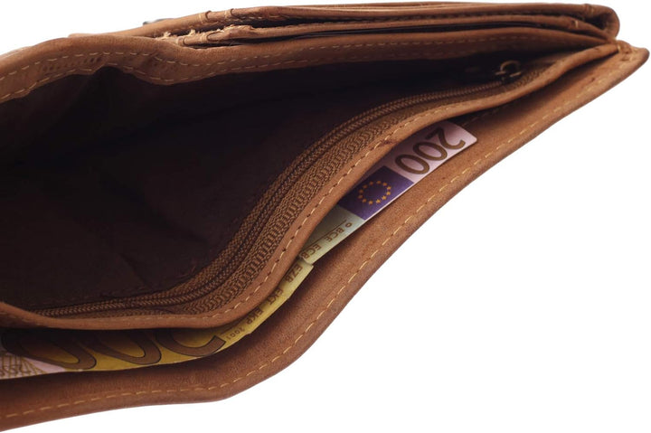 Greenburry Vintage Leder-Geldbeutel Geldbörse mit Hirsch Motiv - 12x10x3cm