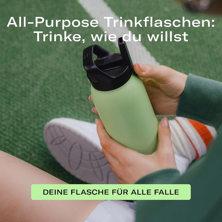 waterdrop® All Purpose Thermosflasche 600ml – Trinkflasche mit Strohhalm – isolierte Edelstahl, 24h