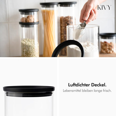KIVY Grosses Vorratsglas mit transparenten Glasdeckel [3000ml] Luftdichtes - für Waschmittel - Wasch
