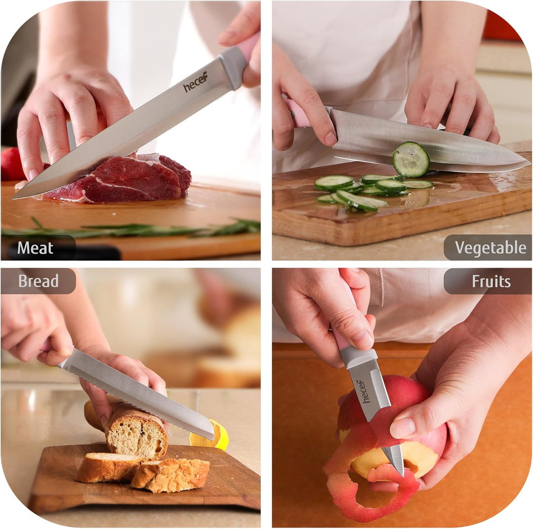 hecef Messer Magnetleiste mit 5 Teilig Scharfe Küchenmesser Set, 33 cm Messerhalter Magnetisch mit E