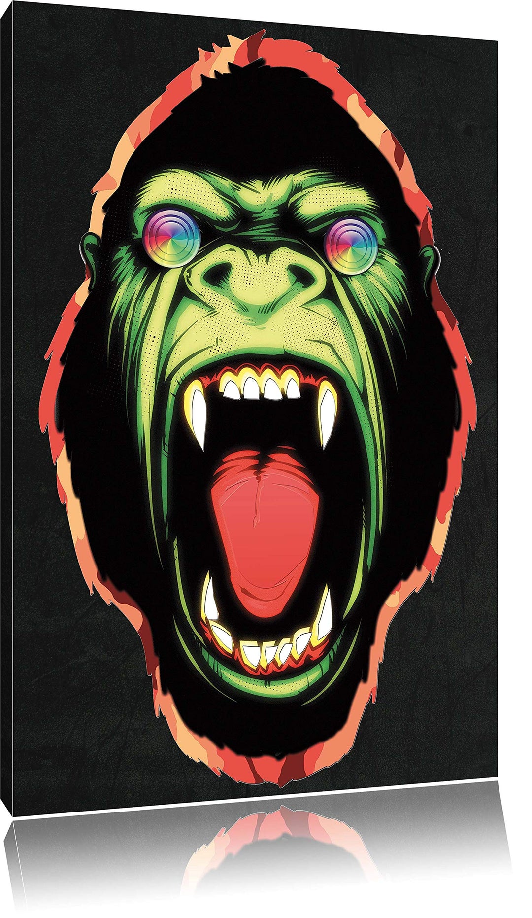 Dark Hypnotic ape black Leinwandbild Bild auf Leinwand, XXL riesige Bilder fertig gerahmt mit Keilra