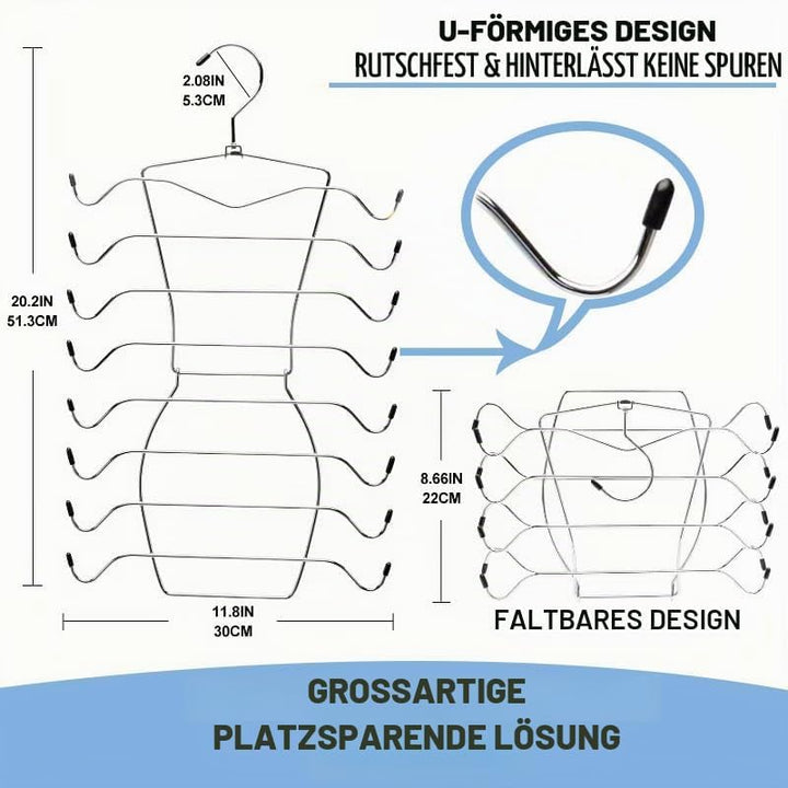 2 Stück Folding Platzsparende Kleiderbügel, 8 Etagen BH Aufbewahrung Metall Edelstahl Büge, rutschfe