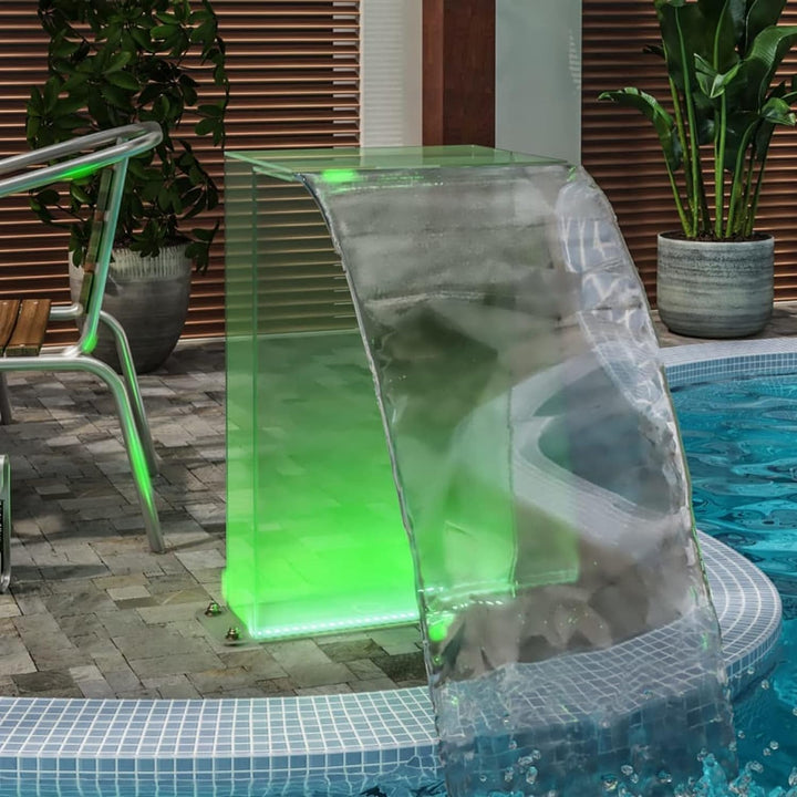 Tidyard Wasserfall Element mit RGB-LEDs, Pool Brunnen mit LEDs, Schwimmbad Wasserfall Poolfontäne Ac